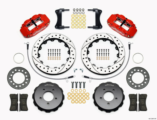 Wilwood Narrow Superlite 6R Front Hat Kit 12.88in Drill Red 2005-Up Mazda Miata w/ Lines