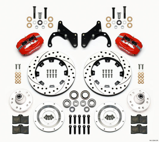Wilwood Forged Dynalite Front Kit 12.19in Drilled Red 69-70 Impala Drum/Disc 69-82 Vette