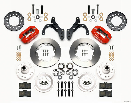 Wilwood Forged Dynalite Front Kit 11.00in Red 65-68 Chevy Impala -Drum Spindle