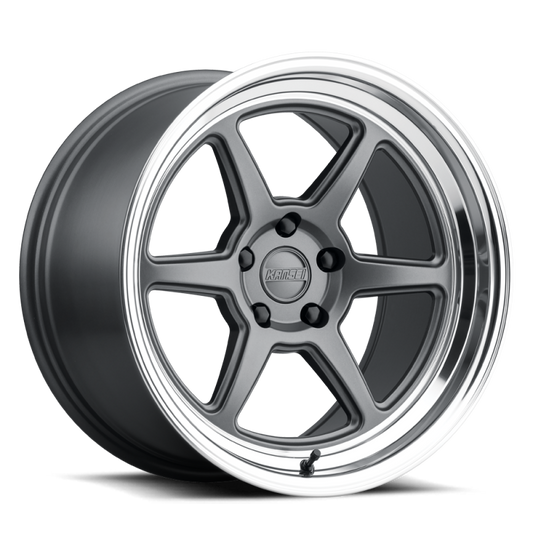 Kansei K14G Roku 18x8.5in / 5x114.3 BP / 35mm Offset / 73.1mm  Bore - Grey and Machined Lip