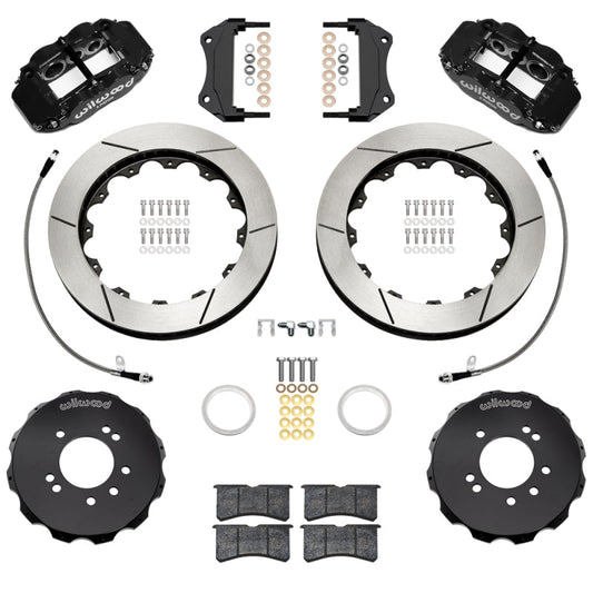 Wilwood 95-98 Nissan Skyline Superlite 6R Front BBK w/ 12.88in Slotted Rotors & Flexlines - Black