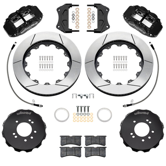 Wilwood 99-02 Nissan Skyline Superlite 6R Front BBK w/ 14in Slotted Rotors & Flexlines - Black