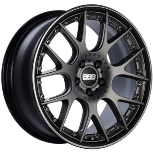 BBS CH-RII 22x10.5 5x112 ET15 Satin Platinum Center Black Lip SS Rim Prot Wheel - 82mm PFS Req