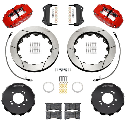 Wilwood 95-98 Nissan Skyline Superlite 6R Front BBK w/ 12.88in Slotted Rotors & Flexlines - Red