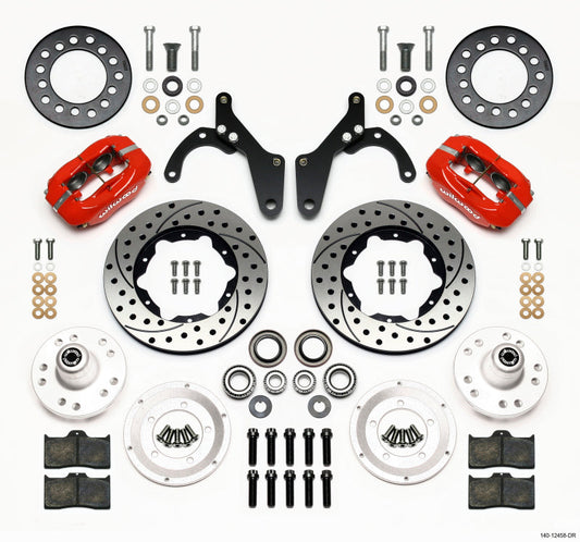 Wilwood Forged Dynalite Front Kit 11.00in Drill-Red 59-64 Chevy Impala / 63-64 Corvette