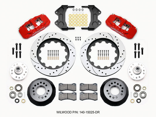Wilwood AERO6 Front Hub Kit 15.00 Drilled-Red WWE ProSpindle