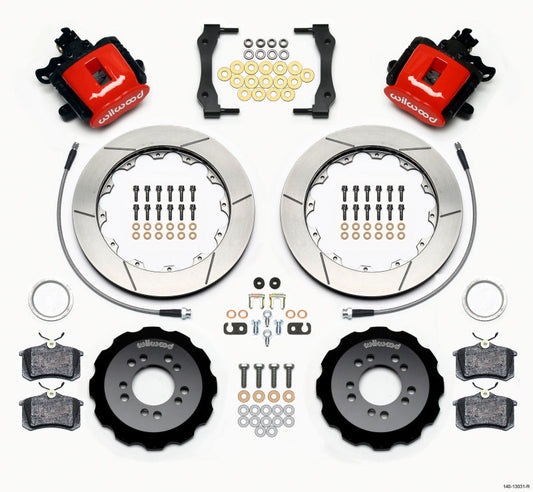 Wilwood Combination Parking Brake Rear Kit 12.88in Red 2013-Up Ford Focus ST w/ Lines