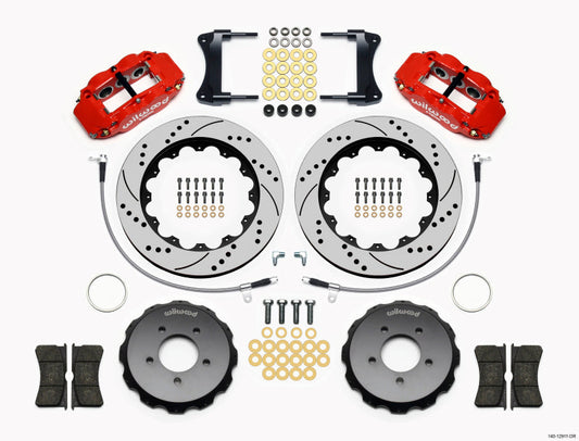 Wilwood Narrow Superlite 6R Front Hat Kit 14.00in Drill Red 2005-Up Mazda Miata w/ Lines