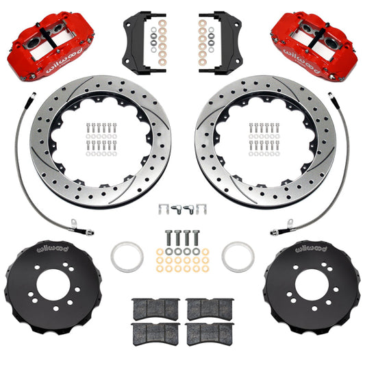 Wilwood 99-02 Nissan Skyline Superlite 6R Front BBK w/ 12.88in Slotted Rotors & Flexlines - Red